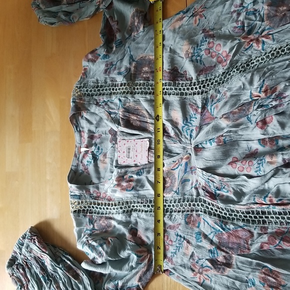 Free People Just The Two Of Us Printed Floral Lace Inset Tunic Dress, S - Picture 10 of 15